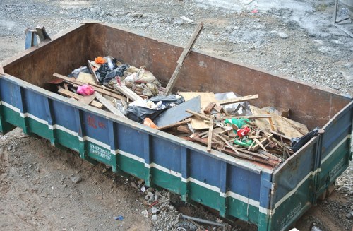 Construction site with waste materials ready for disposal in Plaistow