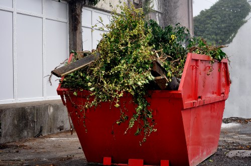 Various types of construction waste materials segregated for recycling