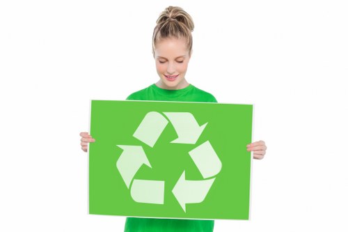 Recycling bins for paper, plastic, glass, and metals in Plaistow